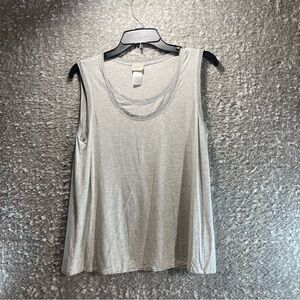 Hanro of Switzerland Tank Top Gray Viscose Round Neck Preppy Casual Medium
